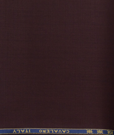Cavalero Men's 60% Wool Super 140's Solids  Unstitched Trouser Fabric (Wine)
