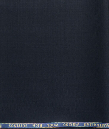 Cavalero Men's 60% Wool Super 120's Structured  Unstitched Trouser Fabric (Dark Navy Blue)