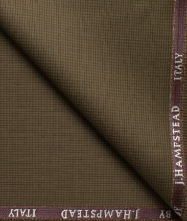 J.Hampstead Men's 20% Wool Super 100's Structured  Unstitched Suiting Fabric (Coffee Brown)
