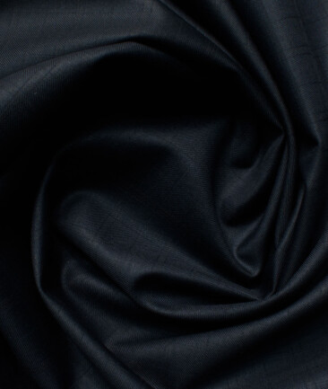 J.Hampstead Men's 20% Wool Super 100's Checks  Unstitched Suiting Fabric (Dark Blue)