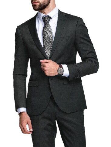 J.Hampstead Men's 20% Wool Super 100's Self Design  Unstitched Suiting Fabric (Blackish Grey)