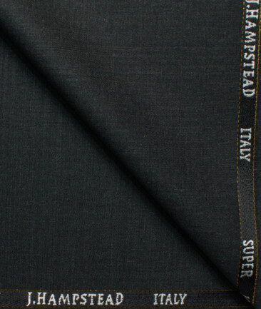 J.Hampstead Men's 20% Wool Super 100's Self Design  Unstitched Suiting Fabric (Blackish Grey)