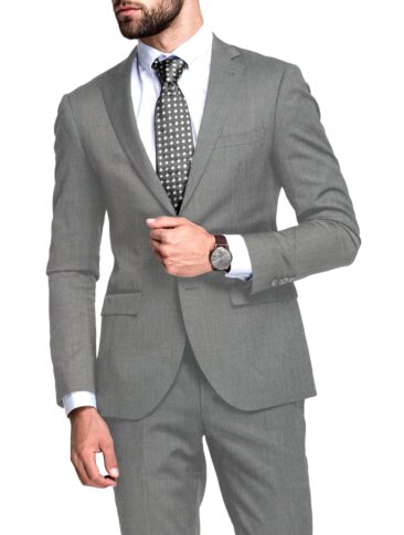 J.Hampstead Men's 20% Wool Super 100's Structured  Unstitched Suiting Fabric (Light Grey)
