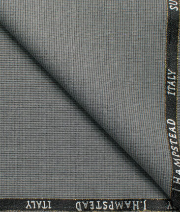 J.Hampstead Men's 20% Wool Super 100's Structured  Unstitched Suiting Fabric (Light Grey)