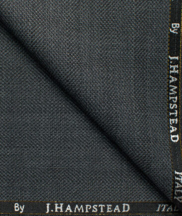 J.Hampstead Men's 35% Wool Super 90's Checks  Unstitched Suiting Fabric (Grey)