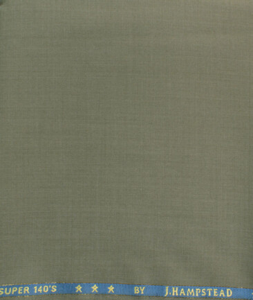 Cavalero Men's 60% Wool Super 140's Solids  Unstitched Trouser Fabric (Sage Green)