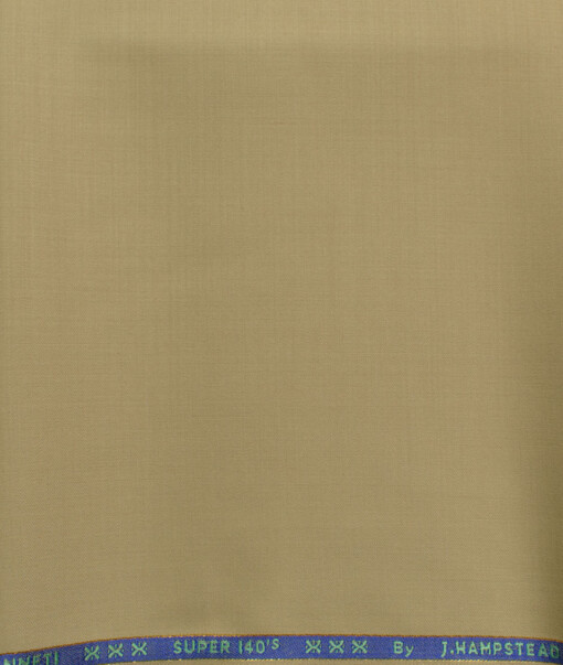 J.Hampstead Men's 60% Wool Super 140's Solids  Unstitched Trouser Fabric (Khakhi Brown)