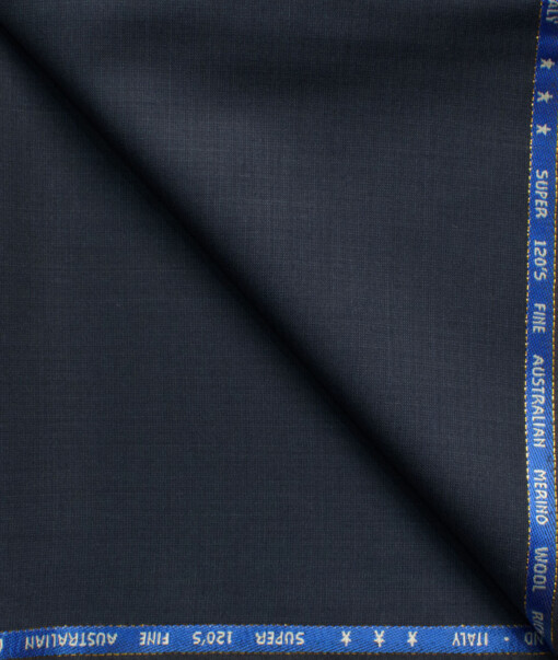 J.Hampstead Men's 60% Wool Super 120's Self Design  Unstitched Trouser Fabric (Dark Grey)