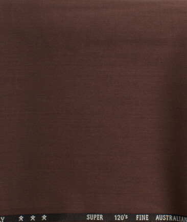 J.Hampstead Men's 60% Wool Super 120's Solids  Unstitched Trouser Fabric (Copper Brown)