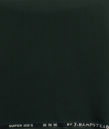 J.Hampstead Men's 60% Wool Super 130's Solids  Unstitched Trouser Fabric (Dark Pine Green)