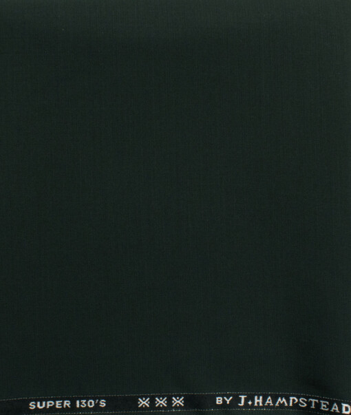 J.Hampstead Men's 60% Wool Super 130's Solids  Unstitched Trouser Fabric (Dark Pine Green)