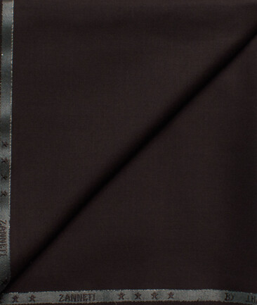 J.Hampstead Men's 60% Wool Super 120's Solids  Unstitched Trouser Fabric (Dark Wine)