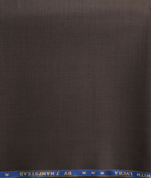 J.Hampstead Men's 60% Wool Super 140's Solids  Unstitched Trouser Fabric (Dark Brown)
