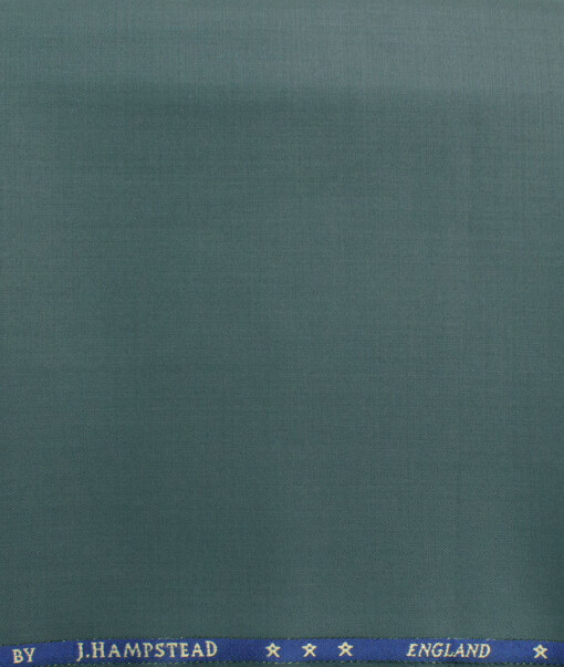 J.Hampstead Men's 60% Wool Super 140's Solids  Unstitched Trouser Fabric (Teal Green)
