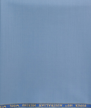 J.Hampstead Men's 60% Wool Super 140's Solids  Unstitched Trouser Fabric (Sky Blue)