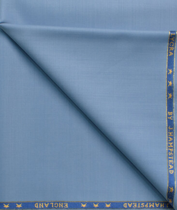 J.Hampstead Men's 60% Wool Super 140's Solids  Unstitched Trouser Fabric (Sky Blue)