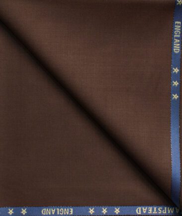 J.Hampstead Men's 60% Wool Super 140's Solids  Unstitched Trouser Fabric (Dark Copper Brown)