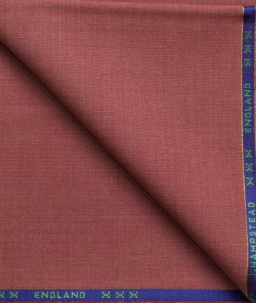 J.Hampstead Men's 60% Wool Super 130's Structured  Unstitched Trouser Fabric (Rouge Pink)