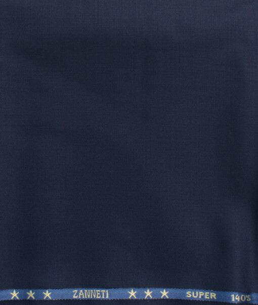 J.Hampstead Men's 60% Wool Super 140's Solids  Unstitched Trouser Fabric (Dark Blue)