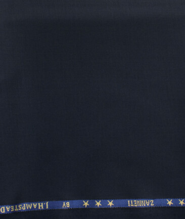 J.Hampstead Men's 60% Wool Super 150's Solids  Unstitched Trouser Fabric (Dark Navy Blue)