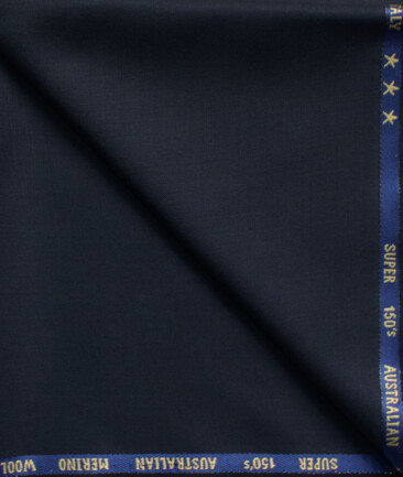 J.Hampstead Men's 60% Wool Super 150's Solids  Unstitched Trouser Fabric (Dark Navy Blue)