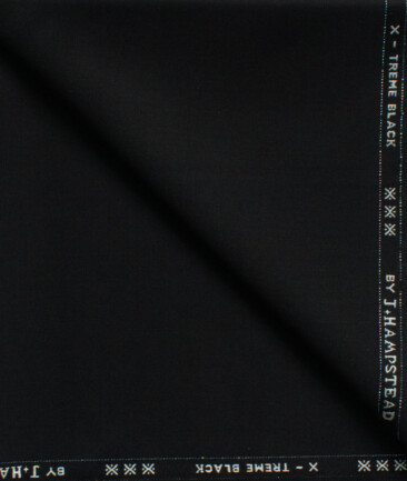 J.Hampstead Men's 60% Wool Super 170's Solids  Unstitched Trouser Fabric (Black)