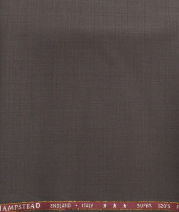 J.Hampstead Men's 60% Wool Super 120's Solids  Unstitched Trouser Fabric (Brownish Grey)