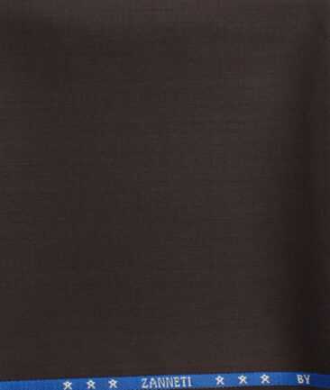 J.Hampstead Men's 60% Wool Super 120's Solids  Unstitched Trouser Fabric (Dark Brown)