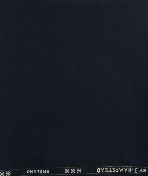 J.Hampstead Men's 60% Wool Super 170's Solids  Unstitched Trouser Fabric (Dark Navy Blue)