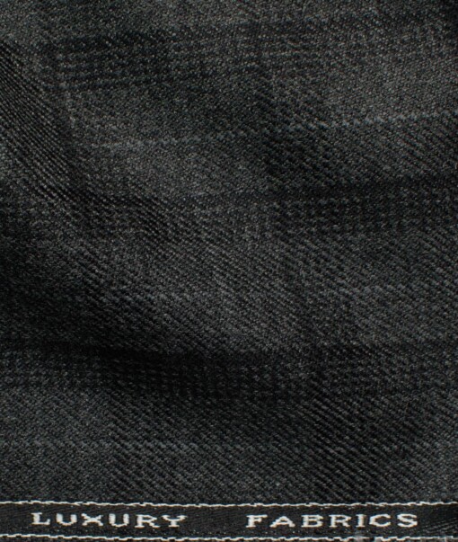 OCM Men's 50% Merino Wool  Checks  2 Meter Unstitched Tweed Jacketing & Blazer Fabric (Grey)