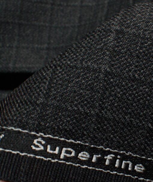OCM Men's 50% Merino Wool  Checks  2 Meter Unstitched Tweed Jacketing & Blazer Fabric (Dark Grey)