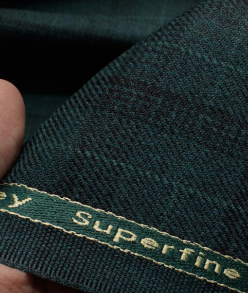OCM Men's 50% Merino Wool  Checks  2 Meter Unstitched Tweed Jacketing & Blazer Fabric (Pine Green)