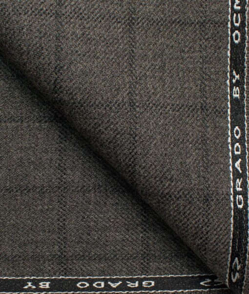 OCM Men's 50% Merino Wool  Checks  2 Meter Unstitched Tweed Jacketing & Blazer Fabric (Brown)