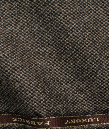 OCM Men's 100% Merino Wool Structured  2 Meter Unstitched Tweed Jacketing & Blazer Fabric (Brown)