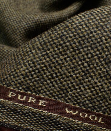 OCM Men's 100% Merino Wool Structured  2 Meter Unstitched Tweed Jacketing & Blazer Fabric (Light Brown)