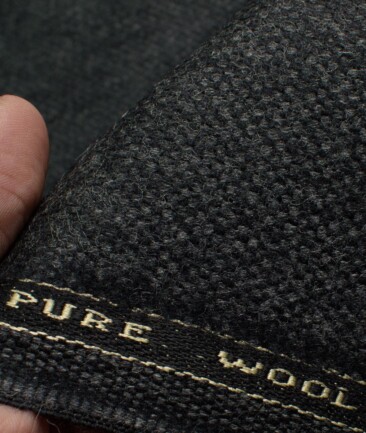 OCM Men's 100% Merino Wool Structured  2 Meter Unstitched Tweed Jacketing & Blazer Fabric (Blackish Grey)