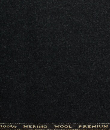 OCM Men's 100% Merino Wool Solids  2.25 Meter Unstitched Tweed Jacketing & Blazer Fabric (Worsted Black)