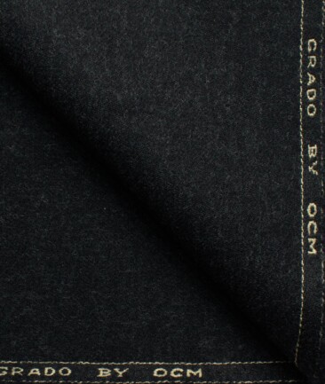 OCM Men's 100% Merino Wool Solids  2.25 Meter Unstitched Tweed Jacketing & Blazer Fabric (Worsted Black)
