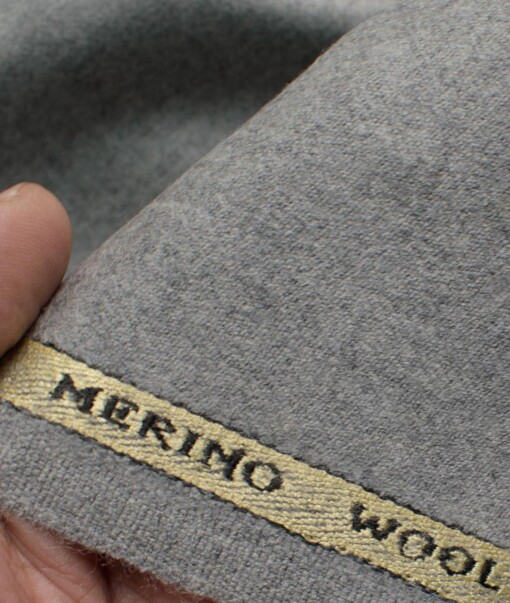 OCM Men's 100% Merino Wool Solids  2.25 Meter Unstitched Tweed Jacketing & Blazer Fabric (Light Worsted Grey)