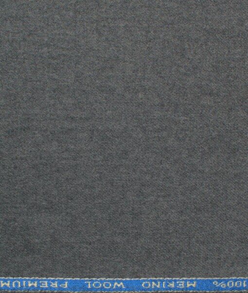 OCM Men's 100% Merino Wool Solids  2.25 Meter Unstitched Tweed Jacketing & Blazer Fabric (Grey)