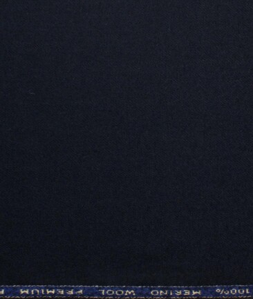 OCM Men's 100% Merino Wool Solids  2.25 Meter Unstitched Tweed Jacketing & Blazer Fabric (Dark Worsted Blue)