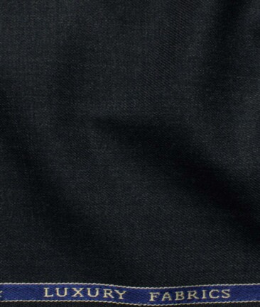 OCM Men's 45% Wool  Self Design  Unstitched Suiting Fabric (Dark Worsted Blue)