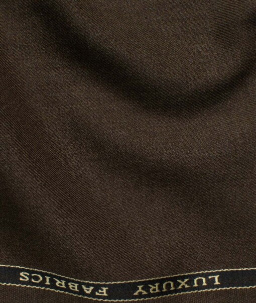 OCM Men's 45% Wool  Self Design  Unstitched Suiting Fabric (Dark Worsted Brown)