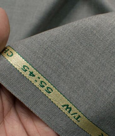 OCM Men's 45% Wool  Self Design  Unstitched Suiting Fabric (Light Worsted Grey)