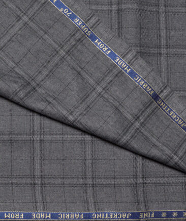 Raymond Men's 52% Merino Wool Super 70's Checks   Unstitched Tweed Jacketing & Blazer Fabric (Grey) - Image 3