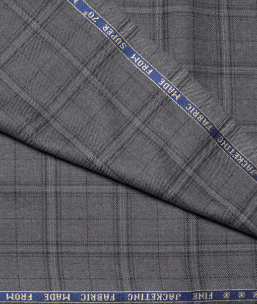 Raymond Men's 52% Merino Wool Super 70's Checks   Unstitched Tweed Jacketing & Blazer Fabric (Grey) - Image 3