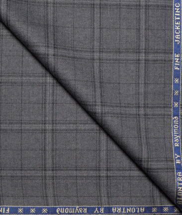 Raymond Men's 52% Merino Wool Super 70's Checks   Unstitched Tweed Jacketing & Blazer Fabric (Grey)