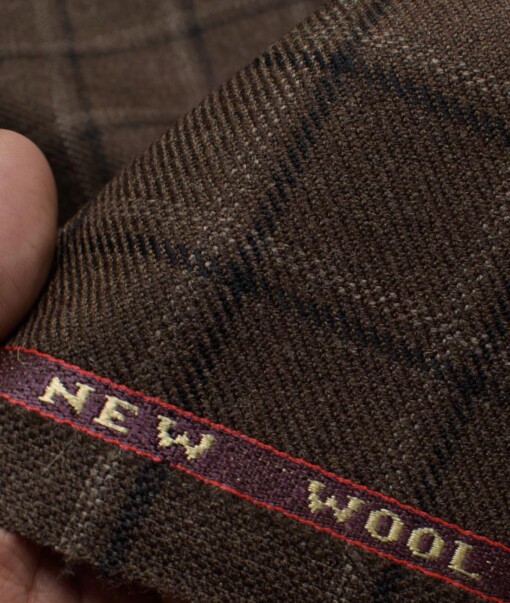 Raymond Men's 52% Merino Wool  Checks  2.20 Meter Unstitched Tweed Jacketing & Blazer Fabric (Brown)