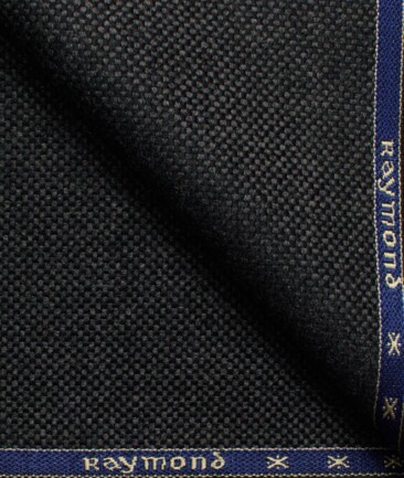 Raymond Men's 52% Merino Wool  Structured  2.20 Meter Unstitched Tweed Jacketing & Blazer Fabric (Blackish Grey)