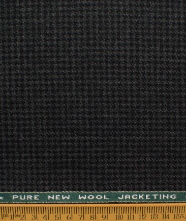 Raymond Men's 100% Merino Wool Houndstooth  2.20 Meter Unstitched Tweed Jacketing & Blazer Fabric (Blackish Grey)